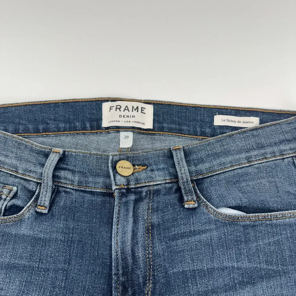 FRAME Denim le Skinny de Jeanne Skinny Jeans - Size 29 Classic Medium Wash - Picture 6 of 7